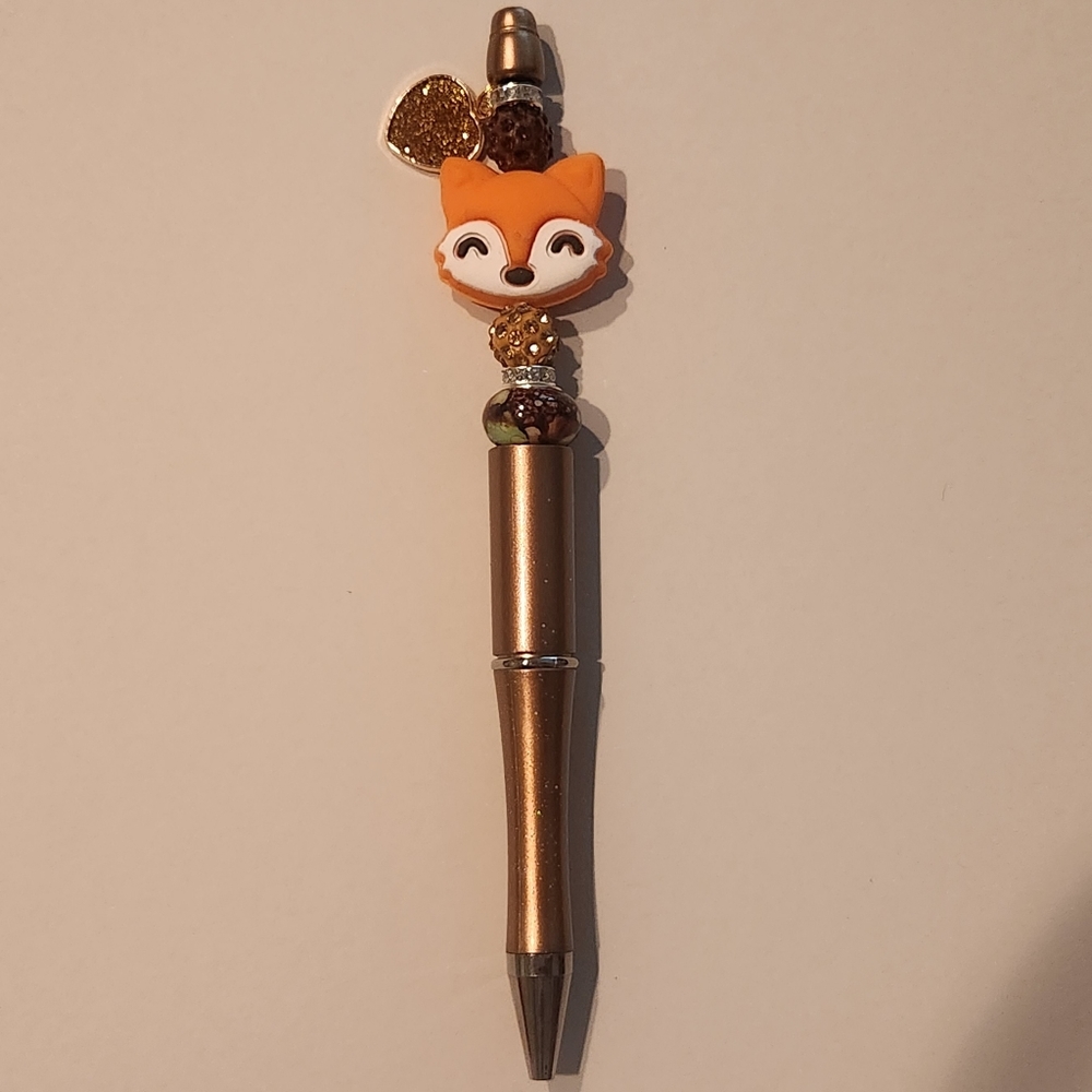 Gold Fox Pen with Charm